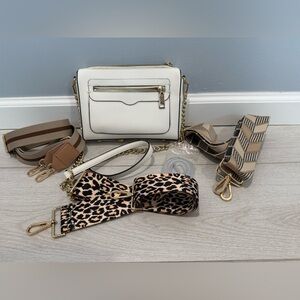 Rebecca Minkoff White and gold chain Crossbody Bag with Interchangeable Straps
